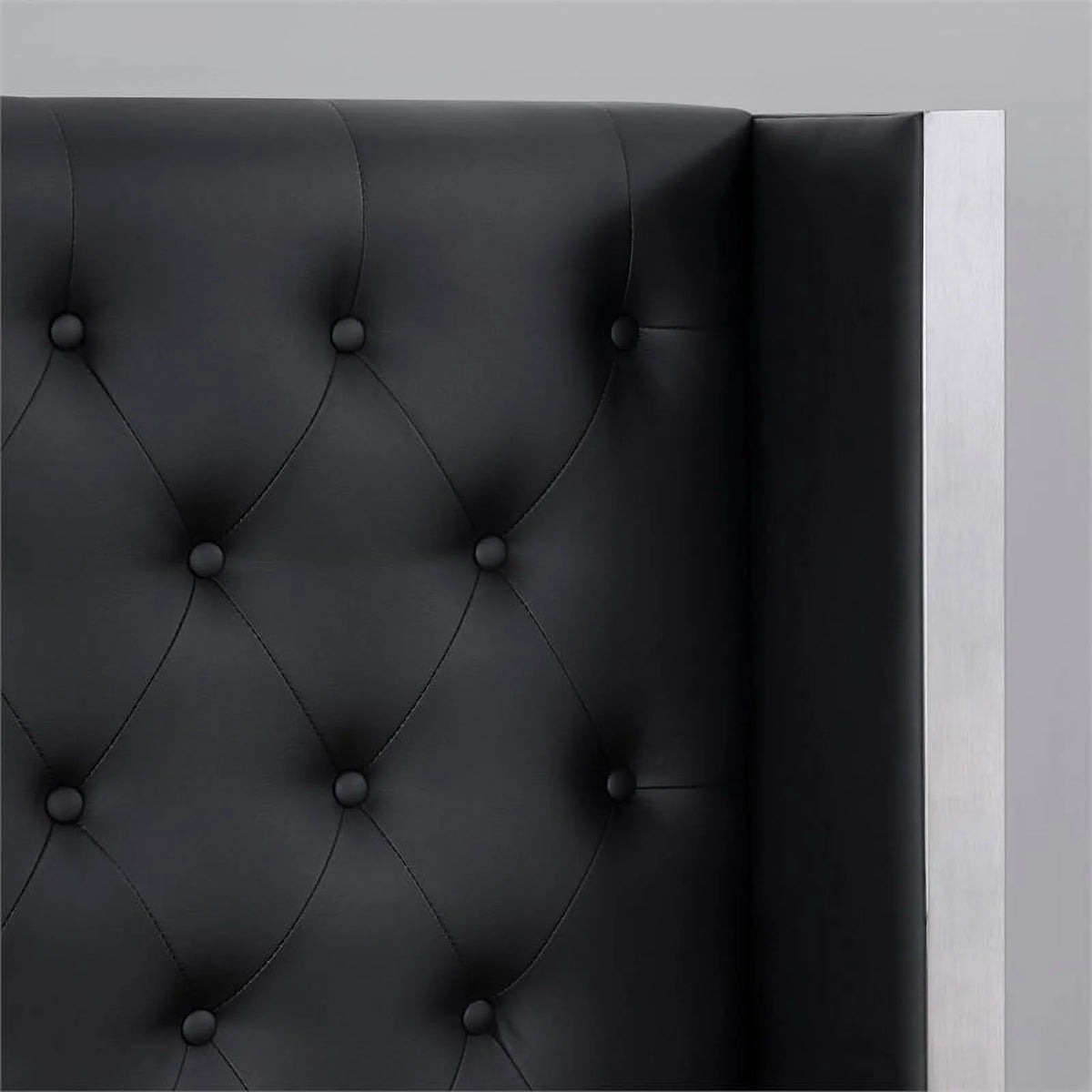 Black Wood Queen Upholstered Bed L945