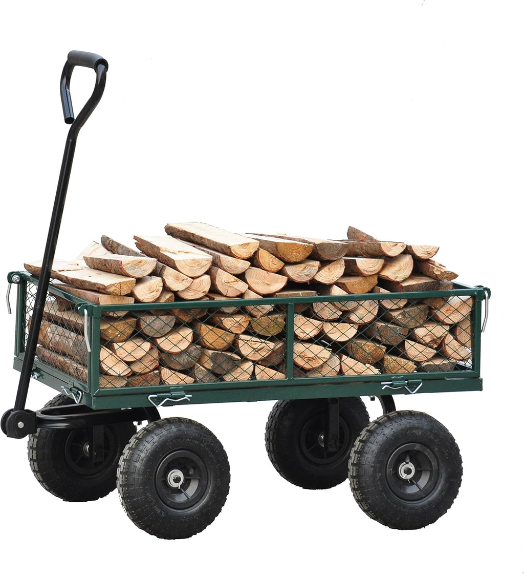Green Heavy Duty Mesh Steel Utility Wagon with Removable Sides H231