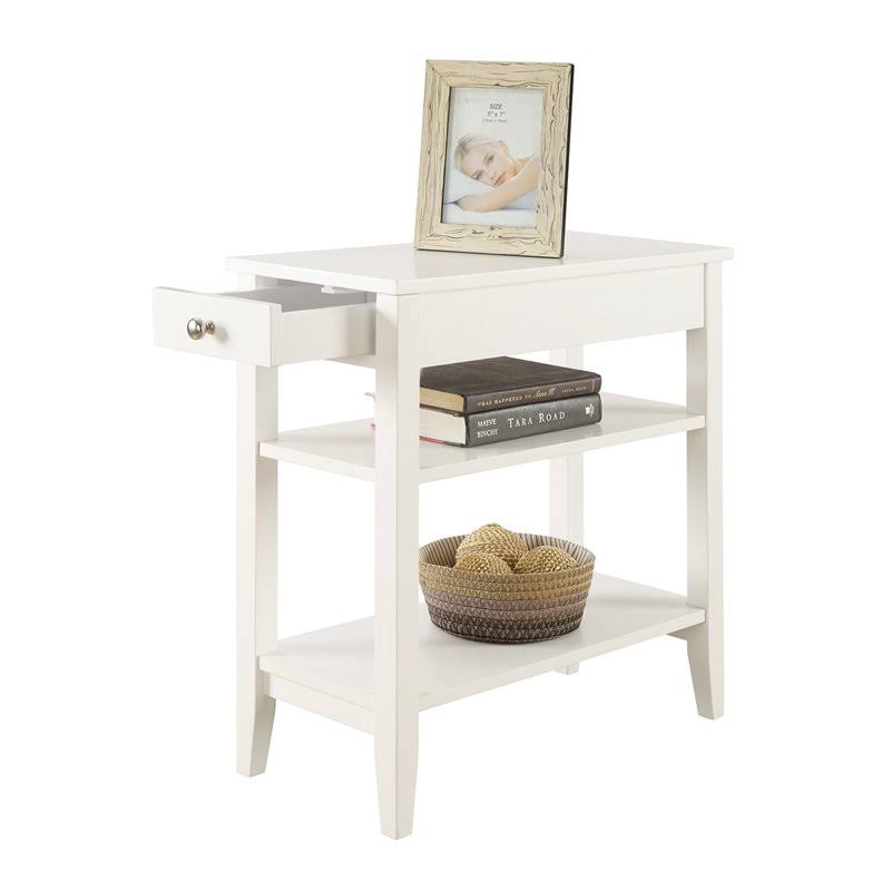 White 3-Tier End Table with Drawer P69854