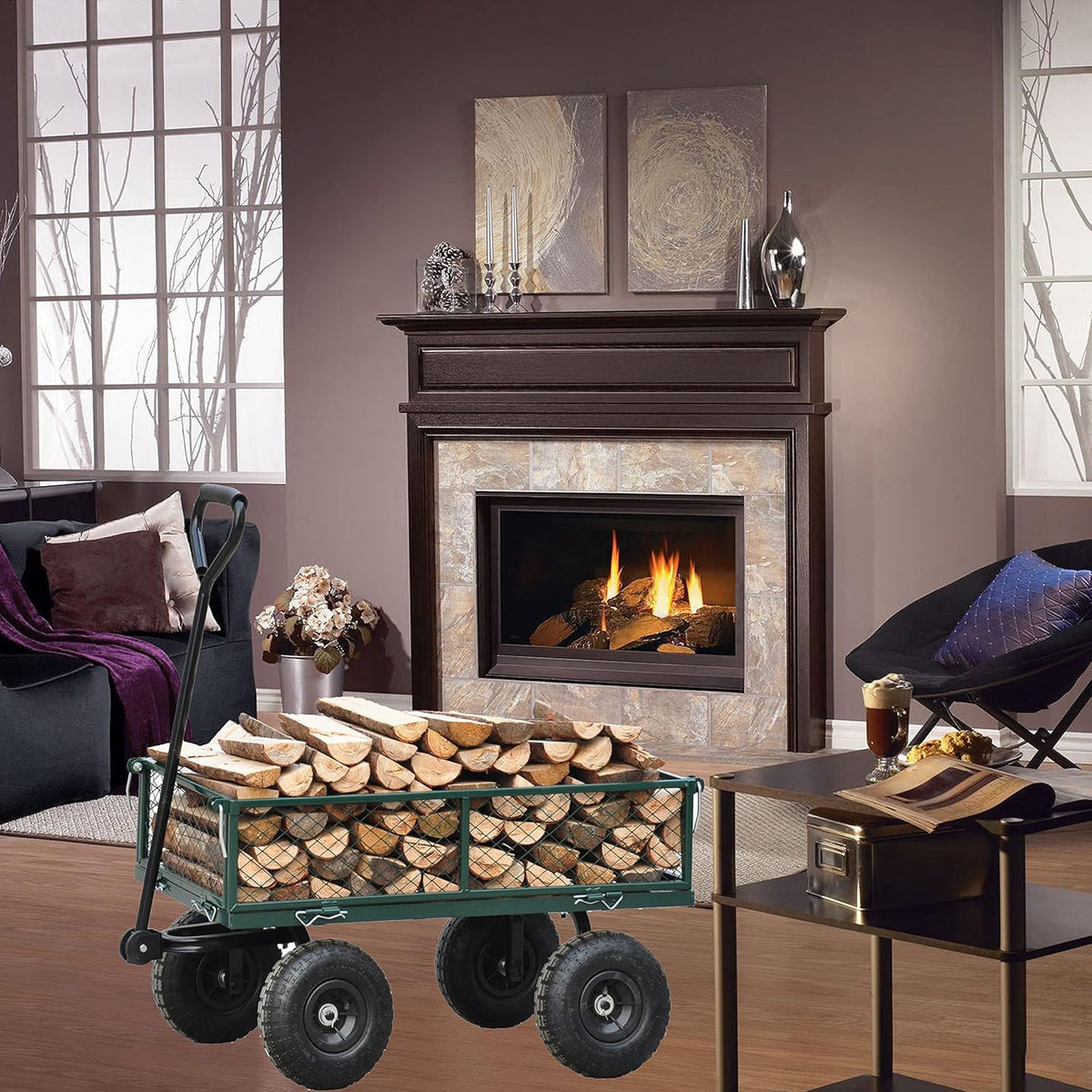 Green Heavy Duty Mesh Steel Utility Wagon with Removable Sides H231