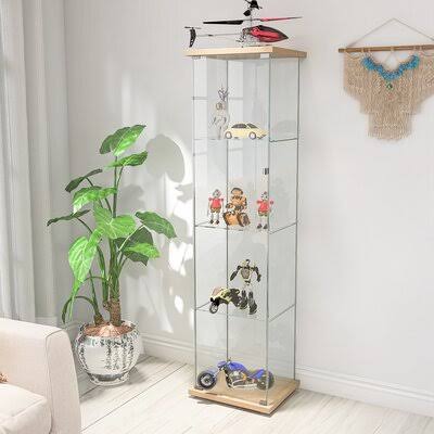 Glass Display Cabinet 4 Shelves with Door O274873