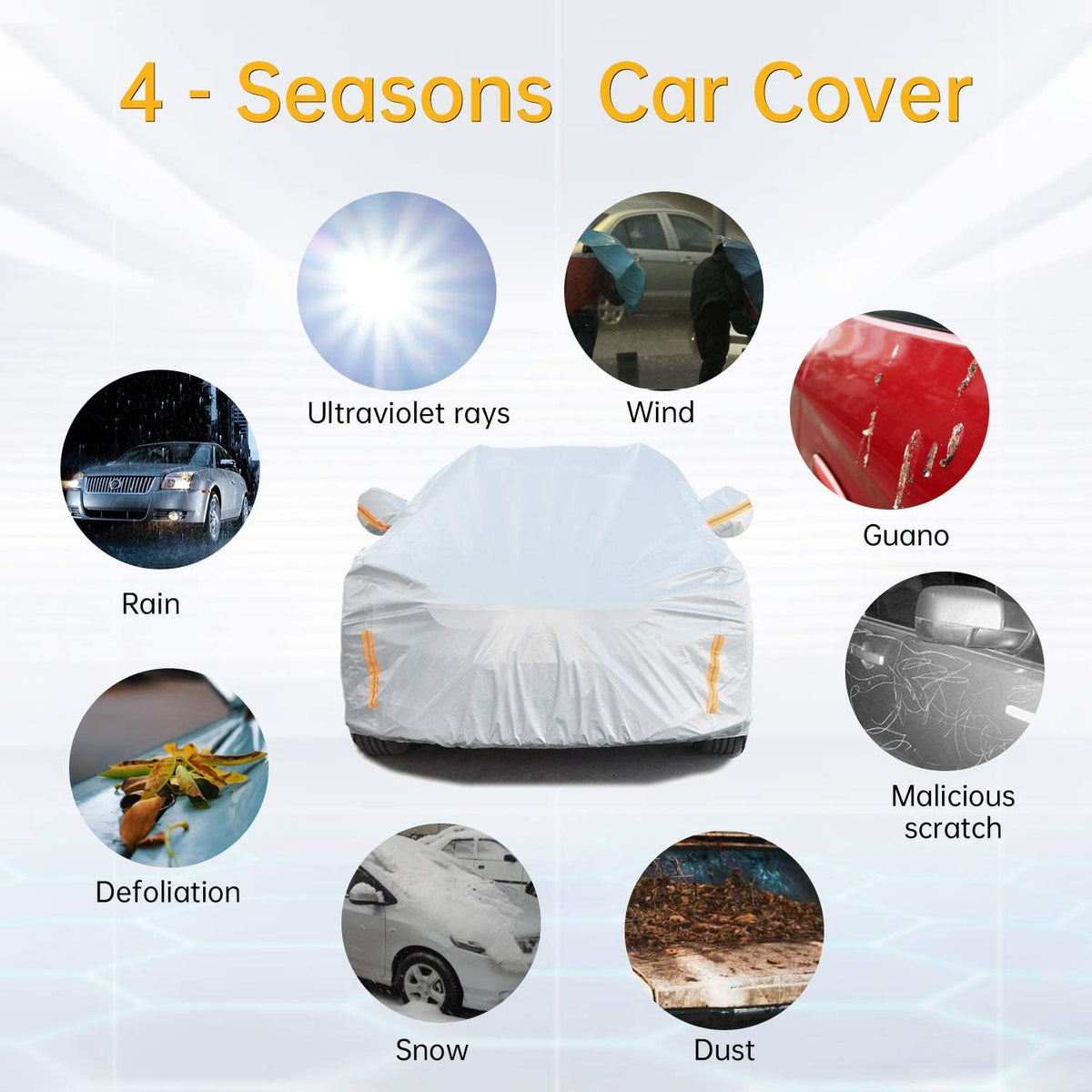6 Layers Waterproof Cotton SUV Car Cover with Zipper O5906