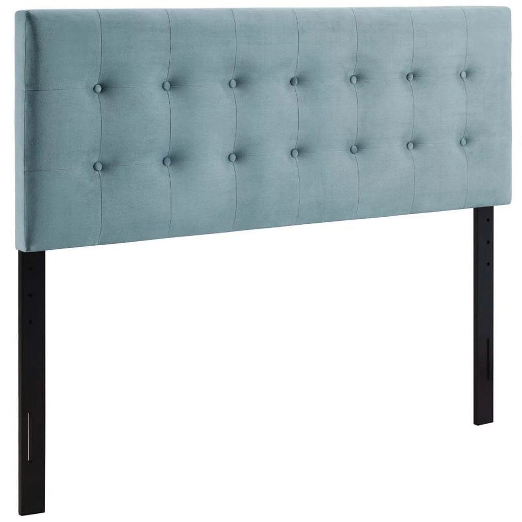 Light Blue Velvet Queen Headboard F264210