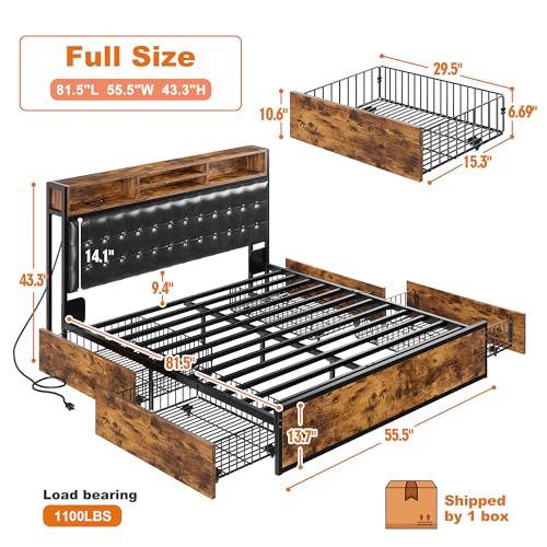 Queen Bed Frame with 4 Drawers Upholstered Q976627