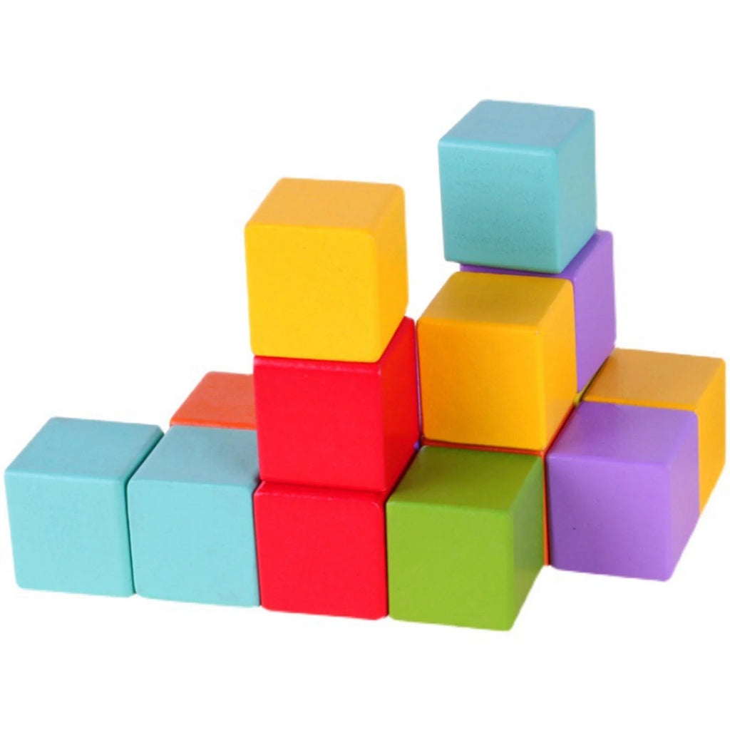 Wooden Building Blocks Stacking Game with Cards Sensory Toys D54482