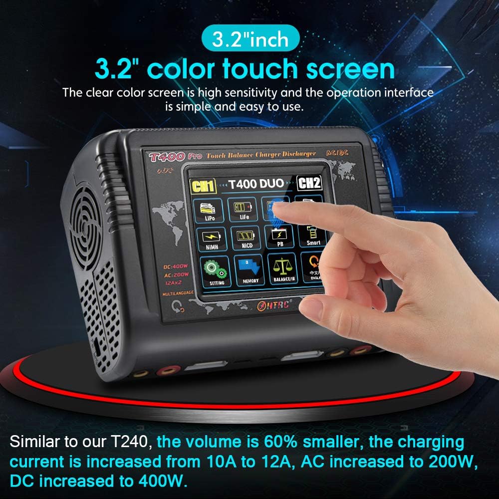 200W AC 400W DC 12A Touch Screen RC Battery Charger Discharger S949