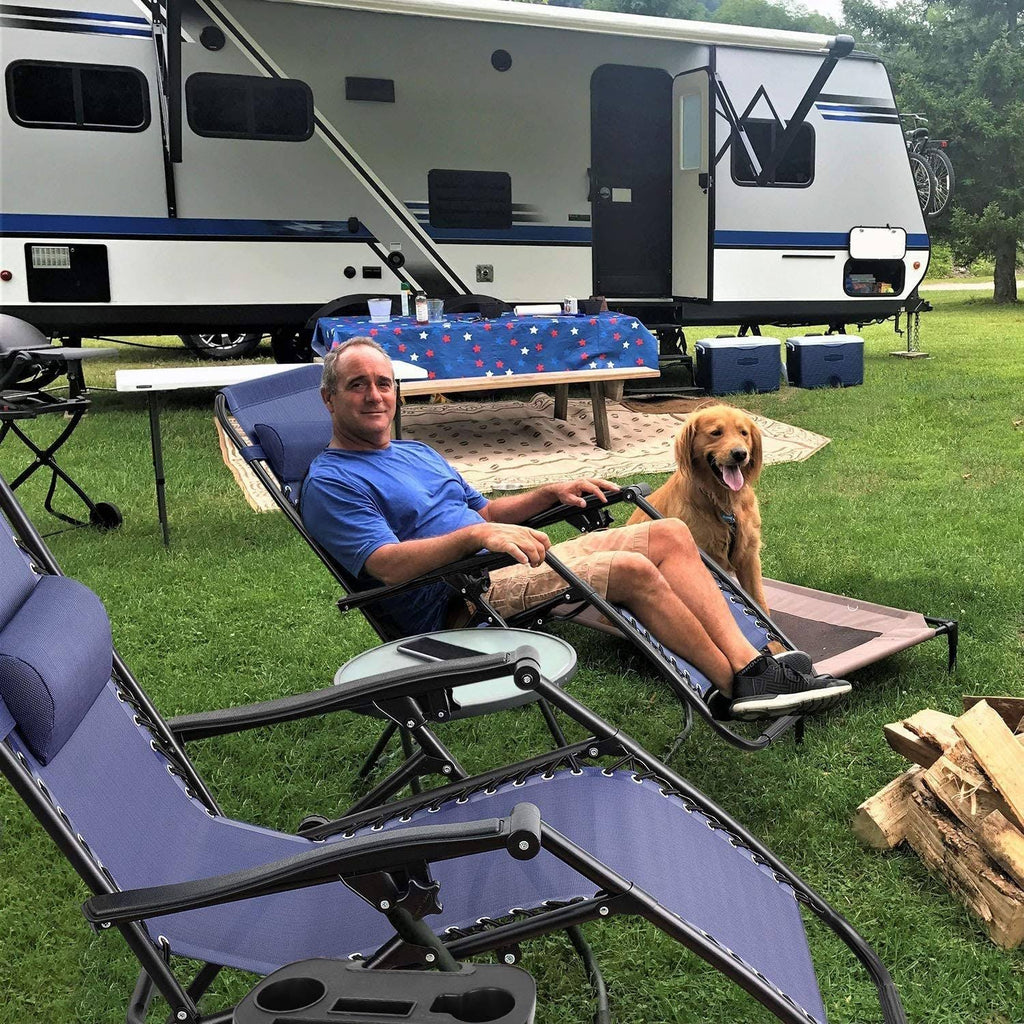 Set of 2 Black Zero Gravity Folding Lounge Chairs B7314