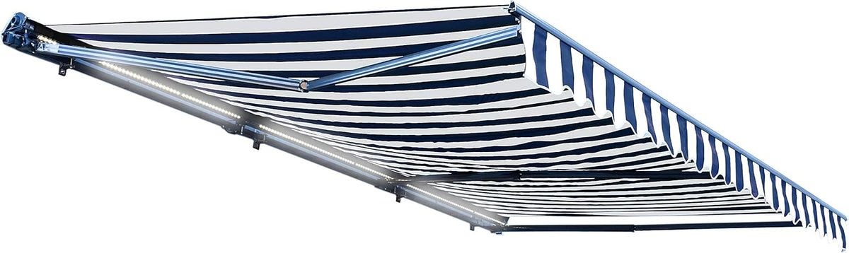 Motorized Retractable Patio Awning, 16x10 Feet, Polyester Canopy, Blue G1624