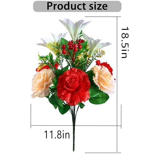 Red+White Lily Artificial Silk Rose and Lily Saddle M202121