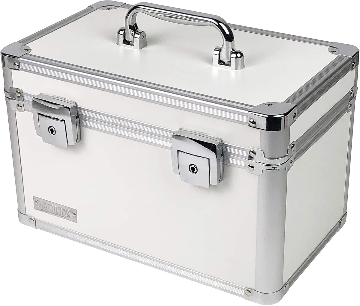 White Locking Storage Box with Adjustable Compartments N737