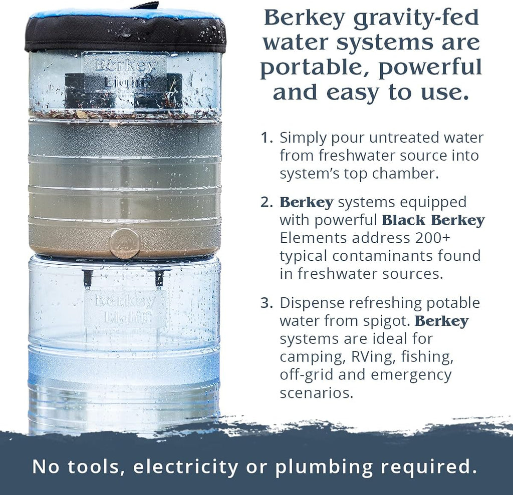 Gravity-Fed Water Filter with 2 Black Berkey Purification Elements W182
