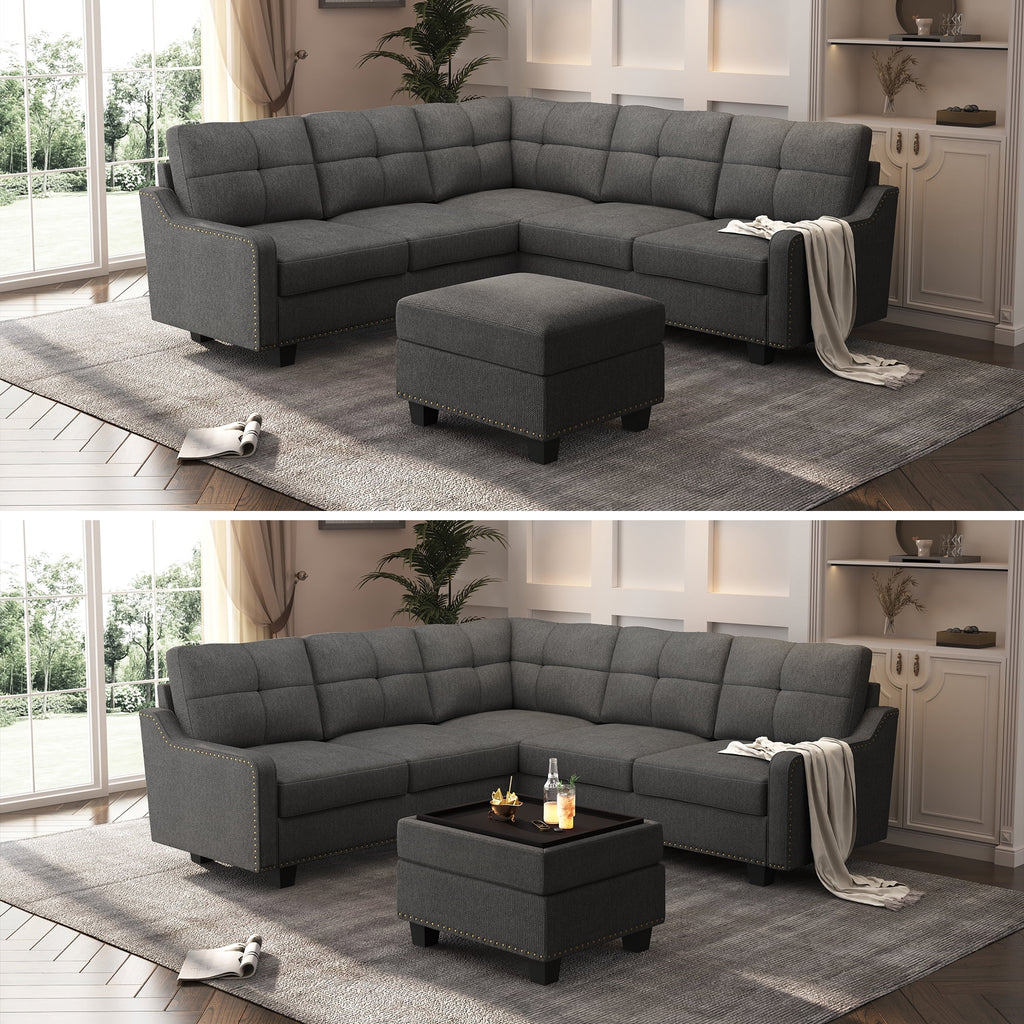 Dark Gray Storage Ottoman R149