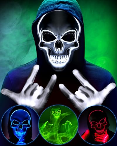Halloween LED Mask Glow in the Dark Red D49623