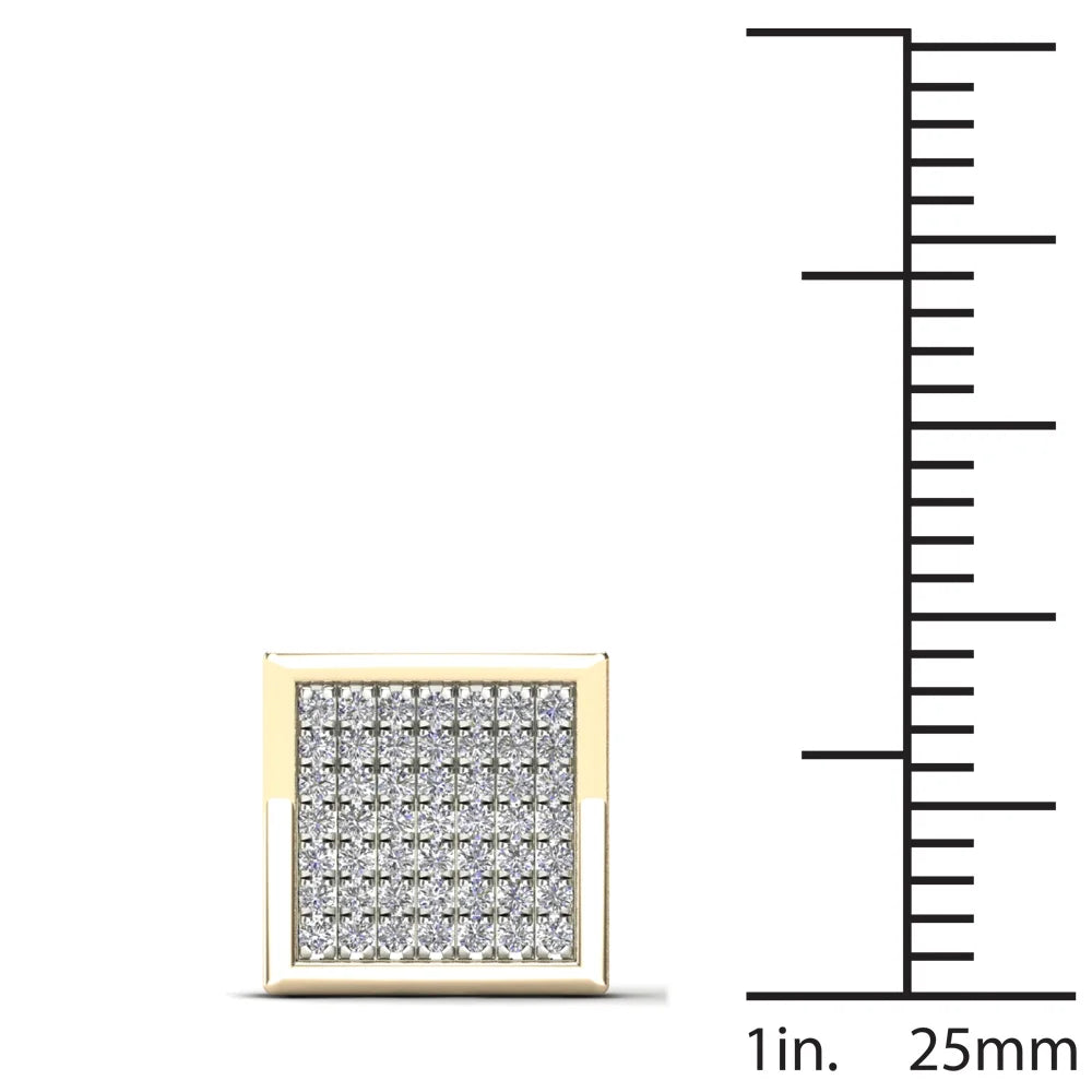 14K Yellow Gold Diamond Square Stud Earrings U283