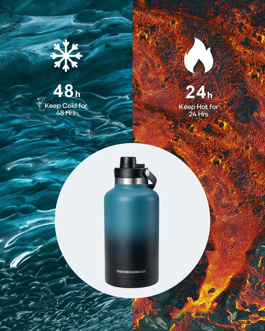 64 oz Insulated Stainless Steel Water Bottle with Two Lid B22466