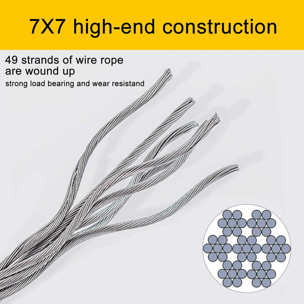 T316 Stainless Steel Wire Rope Cable 1/8 7x7 100Feet U125568