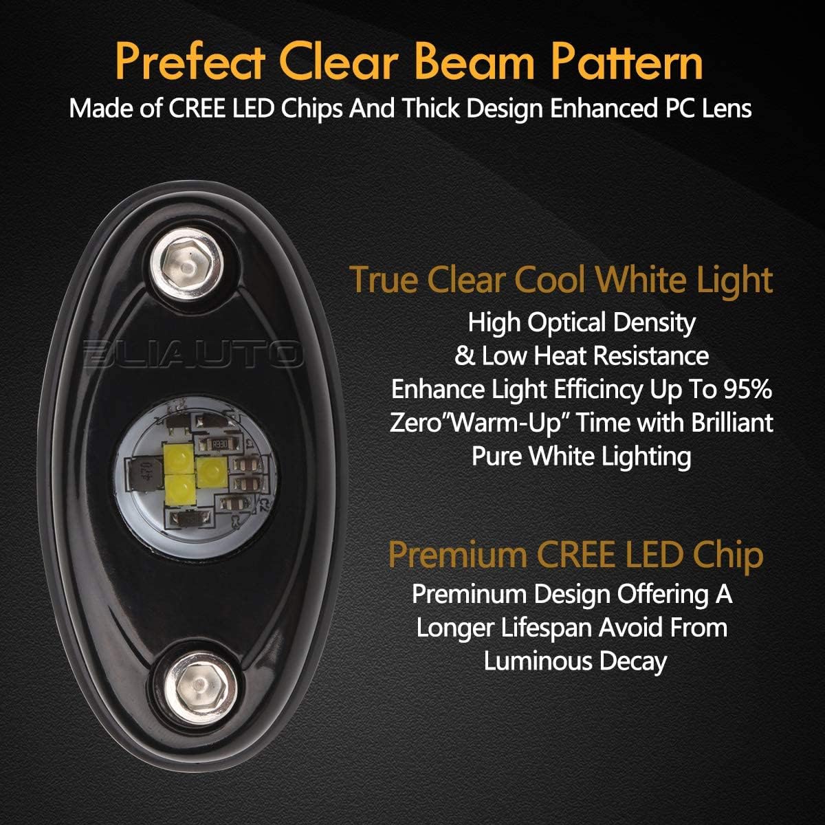 White 10PCS Waterproof LED Rock Light Pods F3580