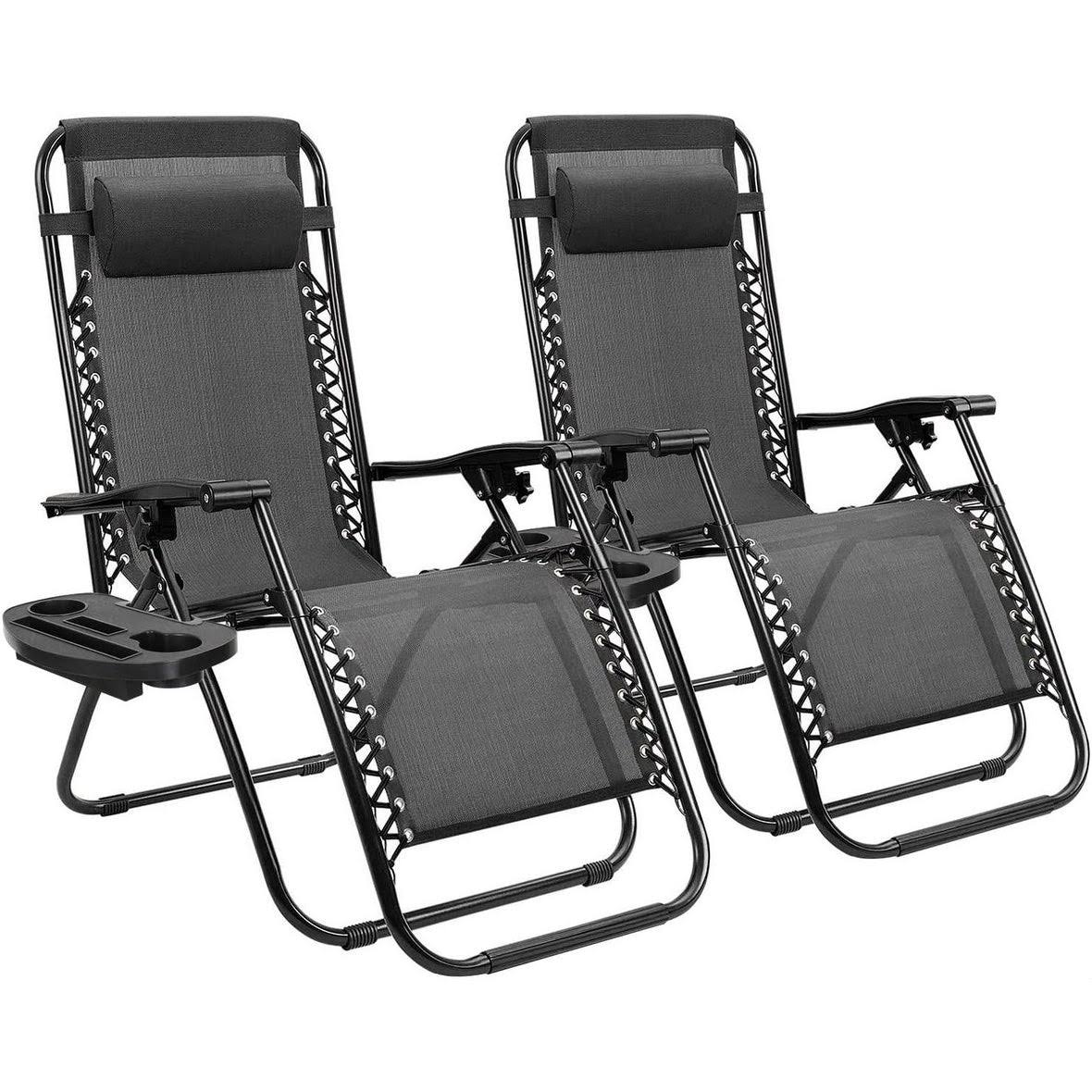 Set of 2 Black Zero Gravity Folding Lounge Chairs B7314