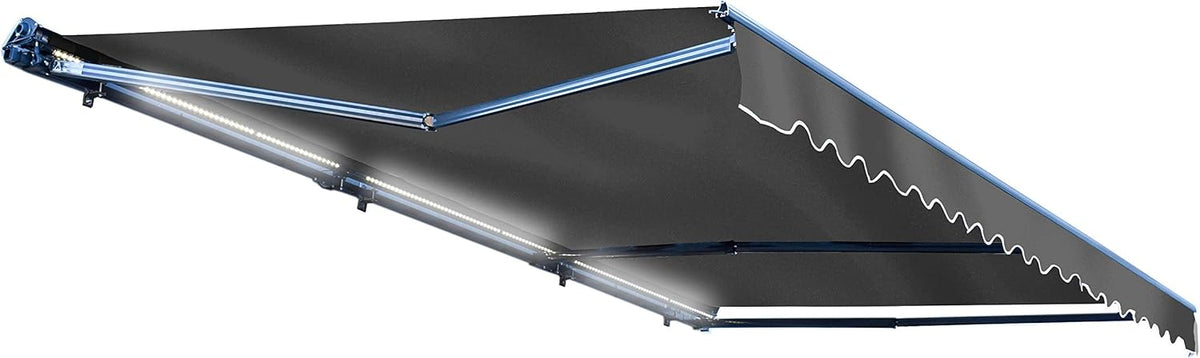 Motorized Retractable Patio Awning, 16x10 Feet, Polyester Canopy, Blue G1624