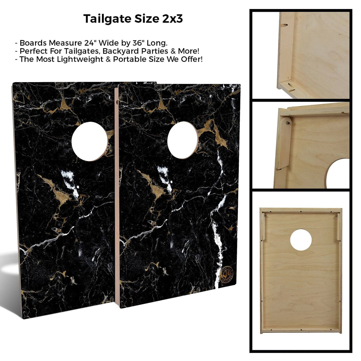Black Marble Cornhole Set 2x3 Boards O12793