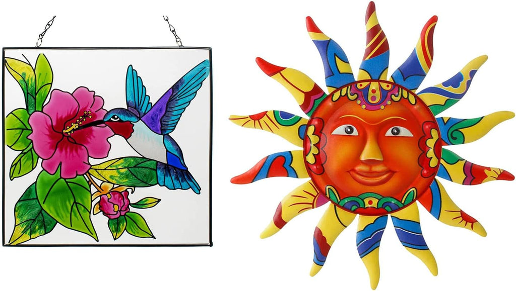 Hummingbird Stained Glass Window Hangings with Metal Chain C33679