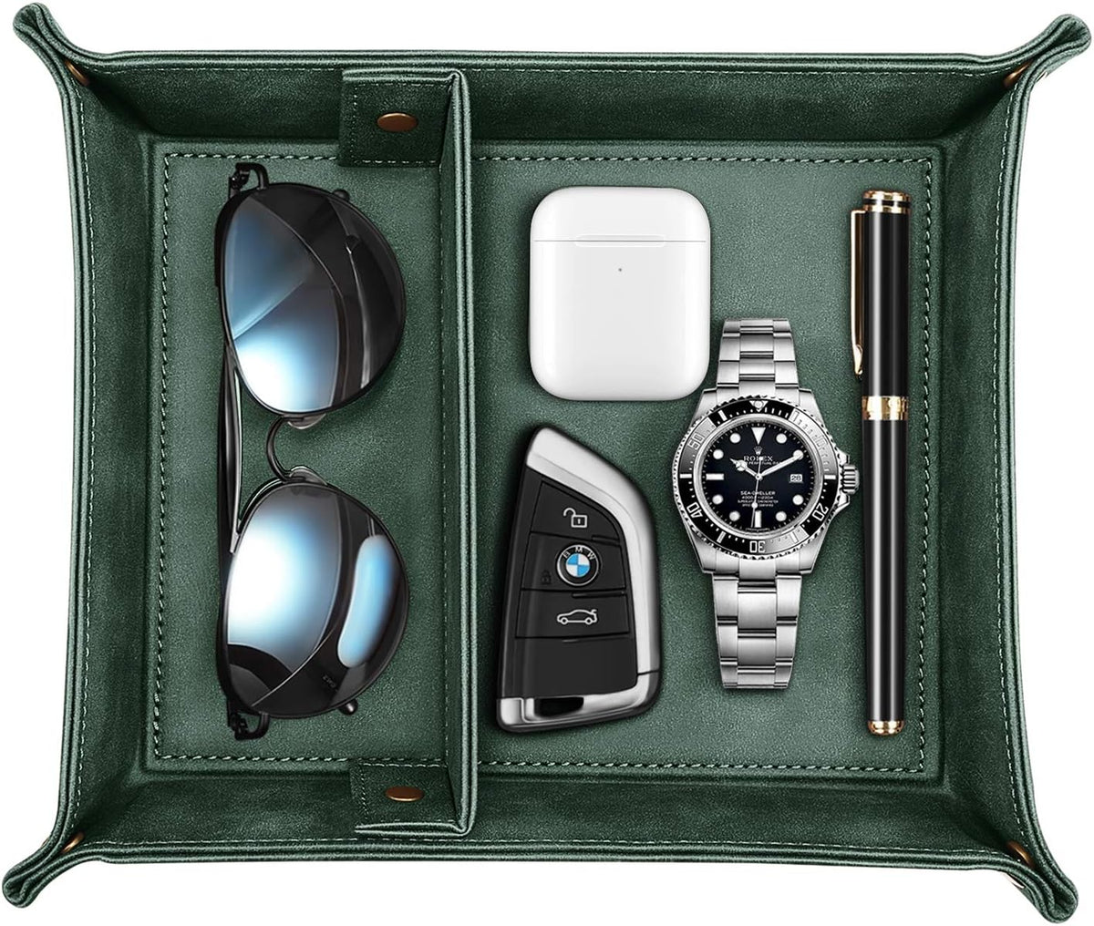 Black Valet Tray with Removable 2 Compartments W28261