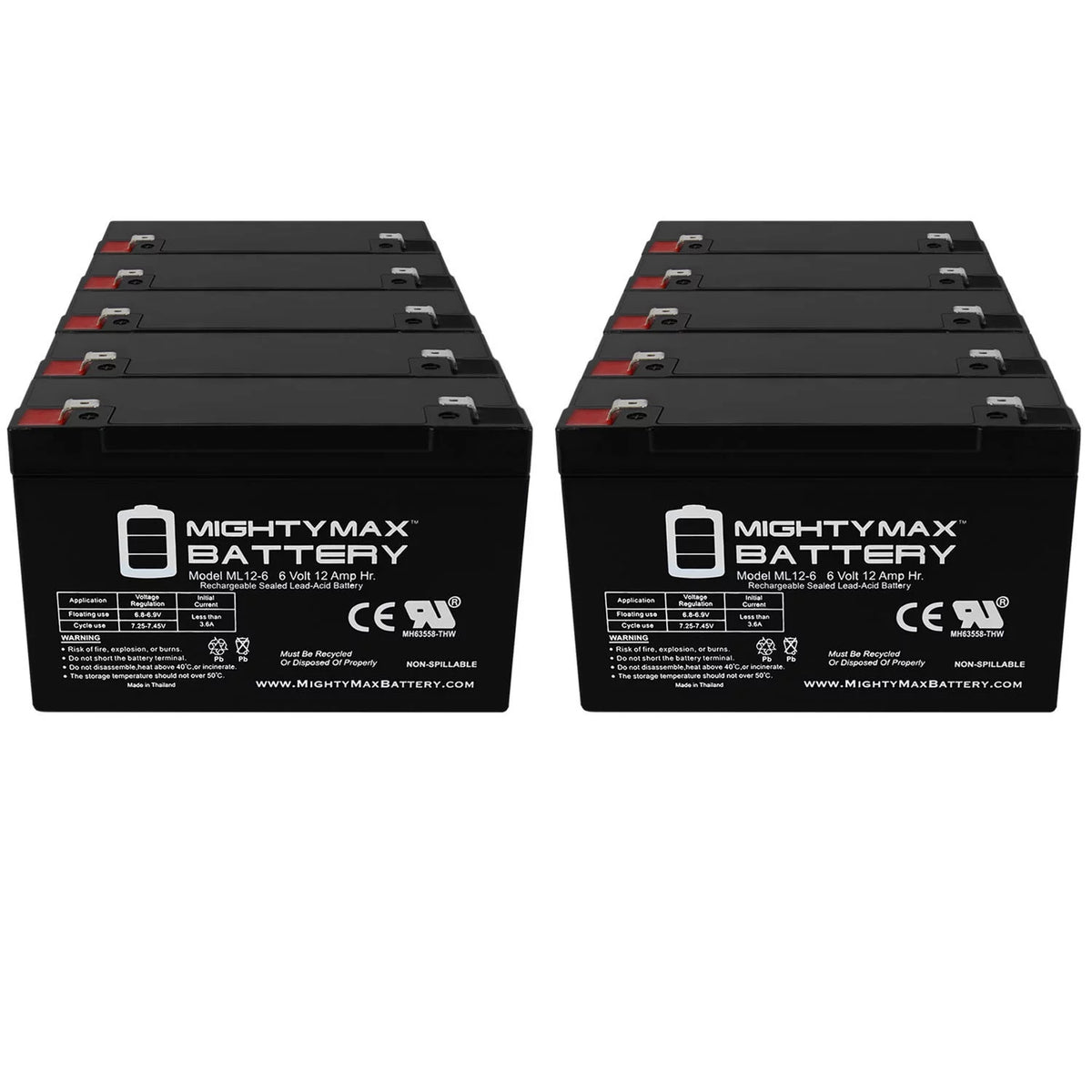 12V 12AH SLA Battery 10 Pack G2274