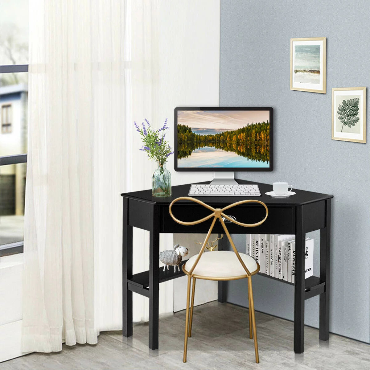 Corner Computer Desk Wood Workstation C7183