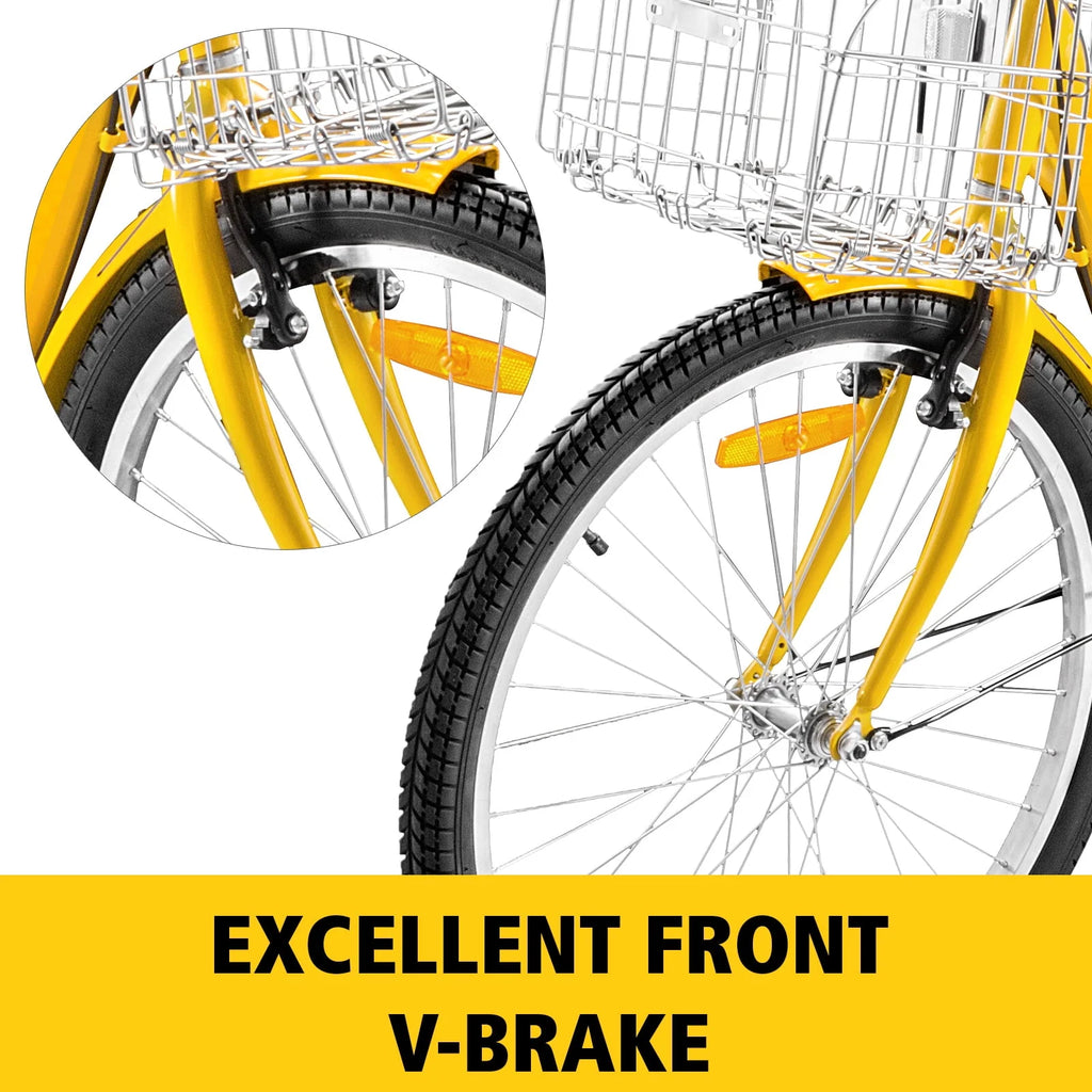 24 Adult Tricycle 7-Speed Three Wheel Bike with Basket Q136