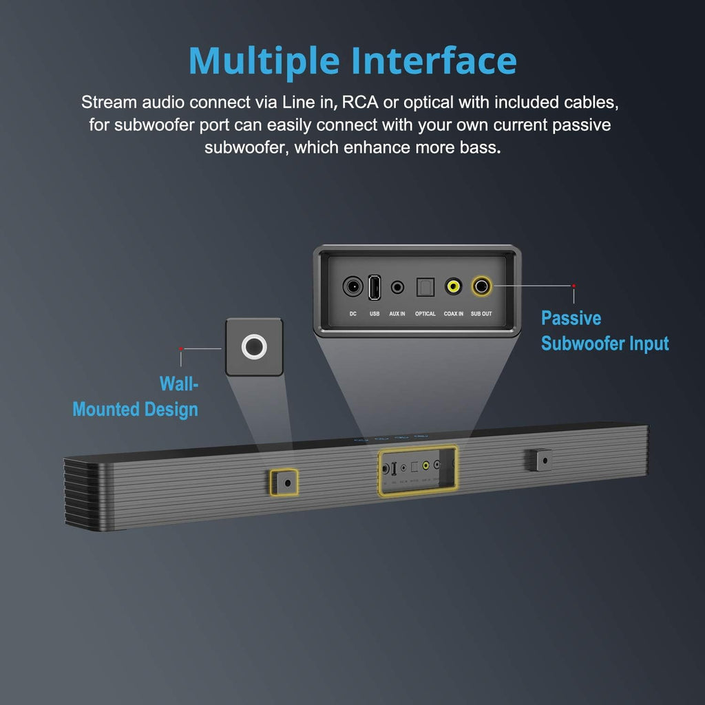 Black Bluetooth 5.0 Sound Bar Speaker Q7834
