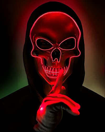 Halloween LED Mask Glow in the Dark Red D49623