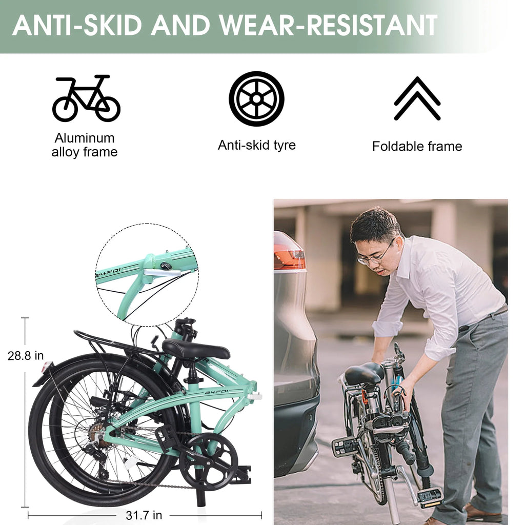 Blue 7 Speed Aluminum Folding Bike Q38031