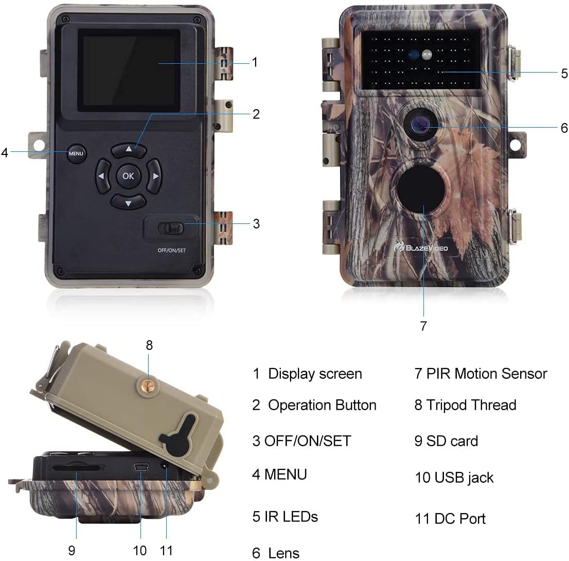 2-Pack 24MP Full HD 1296P Night Vision Motion Activated Waterproof Deer Cameras Q125500