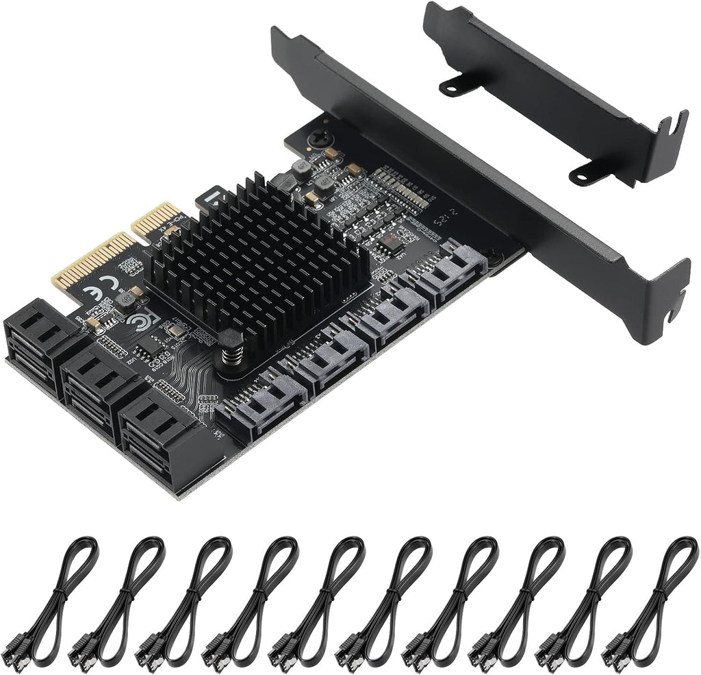 PCIE to SATA 3.0 6 Gbps Controller Card with 8 SATA Cables F90064