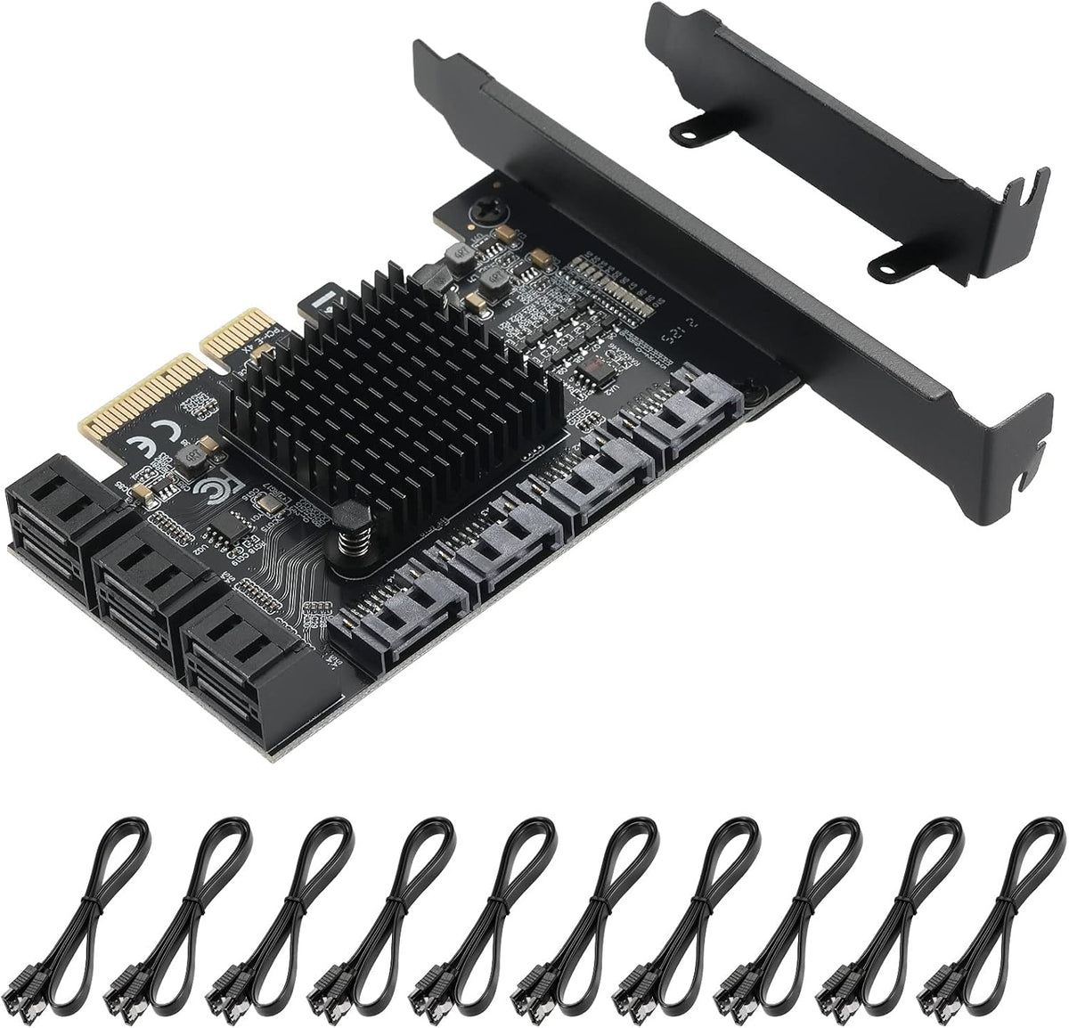 PCIE to SATA 3.0 6 Gbps Controller Card with 8 SATA Cables F90064
