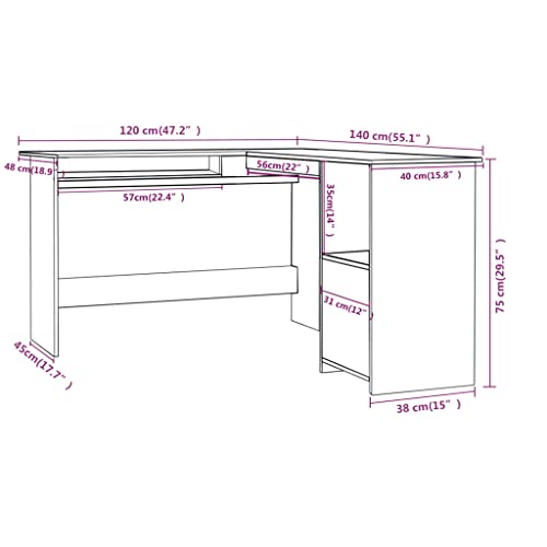 L-Shaped Corner Desk Sonoma Oak 47.2"x55.1"x29.5" Engineered Wood L36578