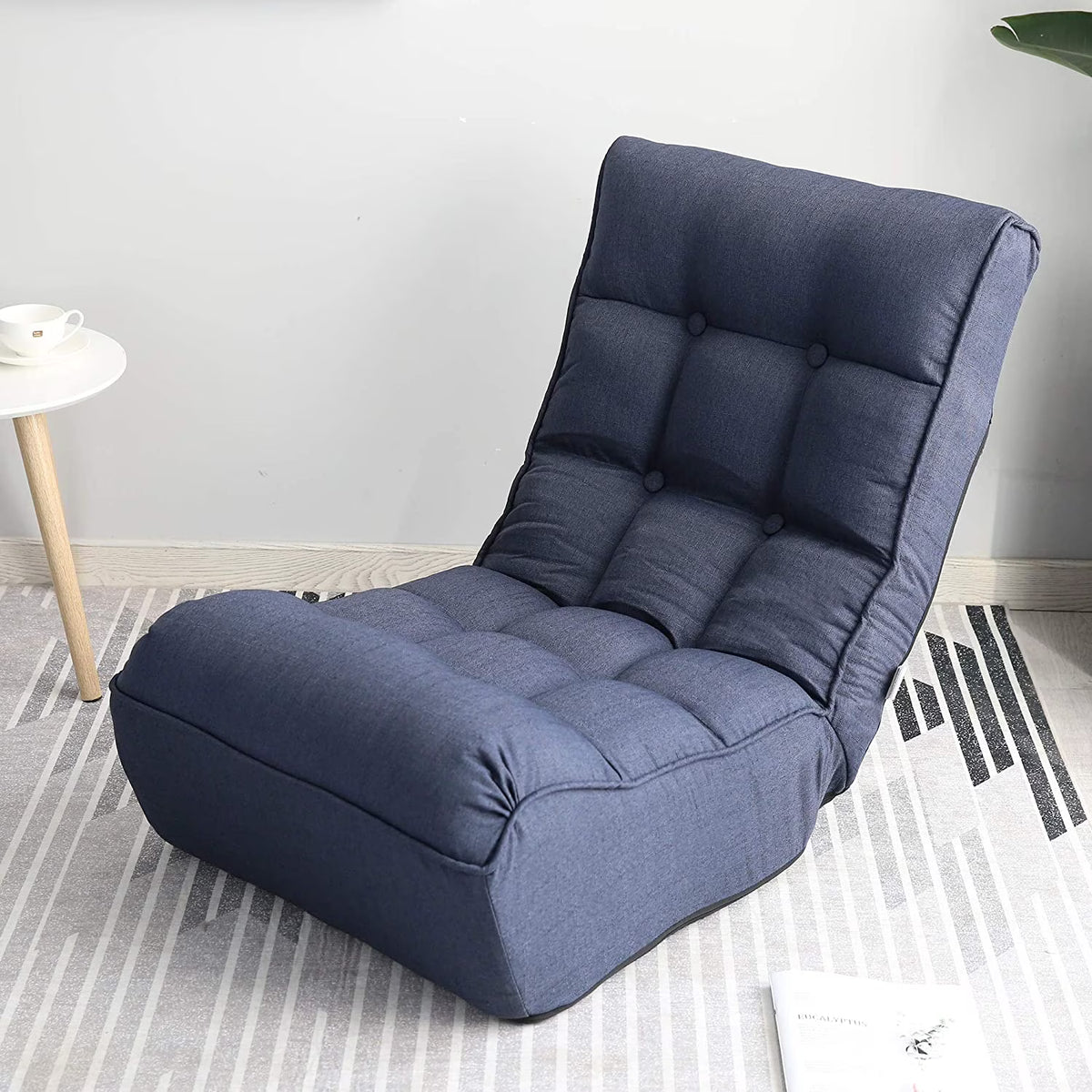Dark Blue Fabric Folding Chaise Lounge Chair N736416