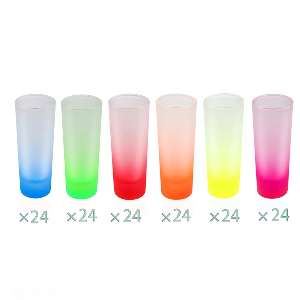 3oz Colored Glass Mugs Frosted Shot Glass E5203