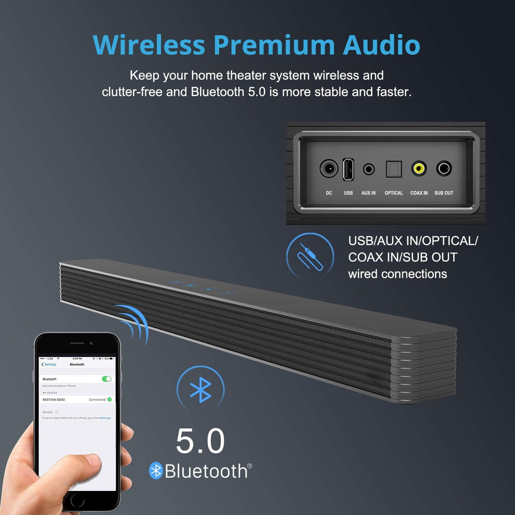 Black Bluetooth 5.0 Sound Bar Speaker Q7834