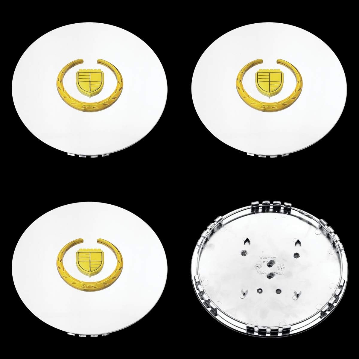 Set of 4 Chrome & Gold 17 inch 20 inch Wheel Hub Center Caps U49510