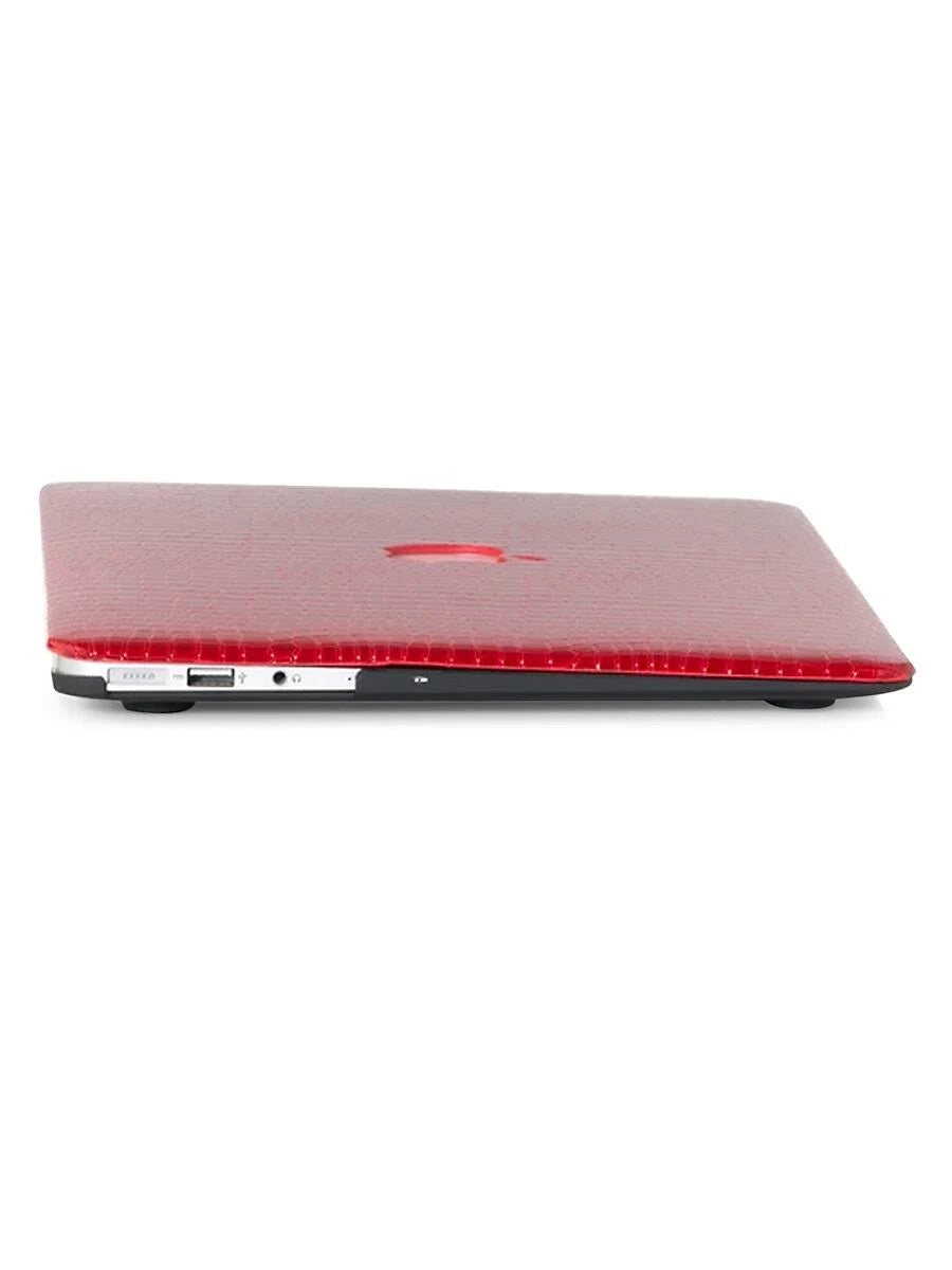 Crimson Crocodile-Embossed MacBook Case I3479