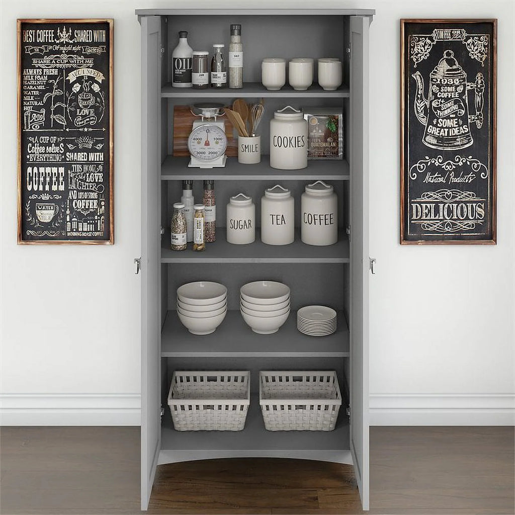 Gray Wood Kitchen Pantry Cabinet with Doors G615560