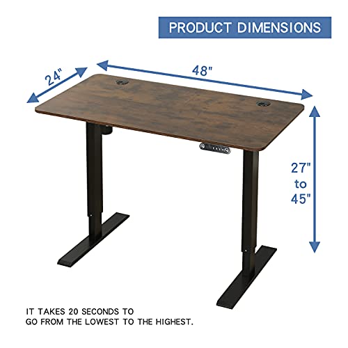 48 x 24 Inches Height Adjustable Electric Standing Desk with 4 Memory Presets P948115