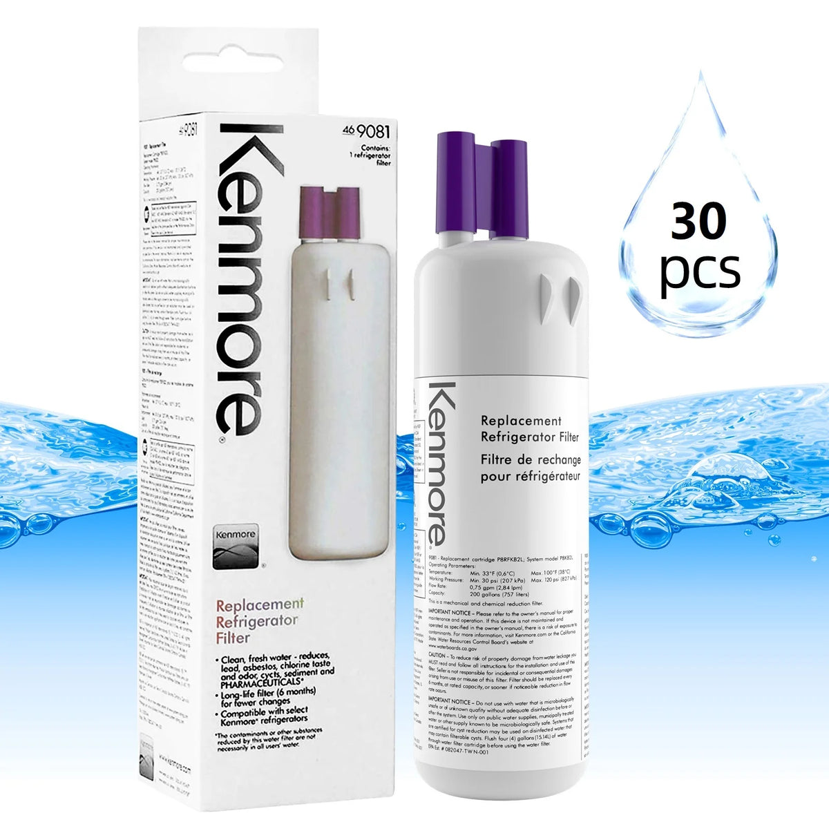 3 Pack Refrigerator Water Filter V557054