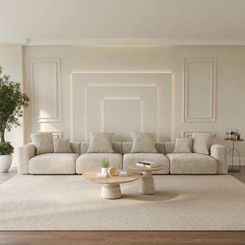 Oversized Corduroy 3 Seater Sectional Sofa B356179
