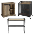 3 Piece Oak TV Stand Entryway Table and Bar Cabinet W5386