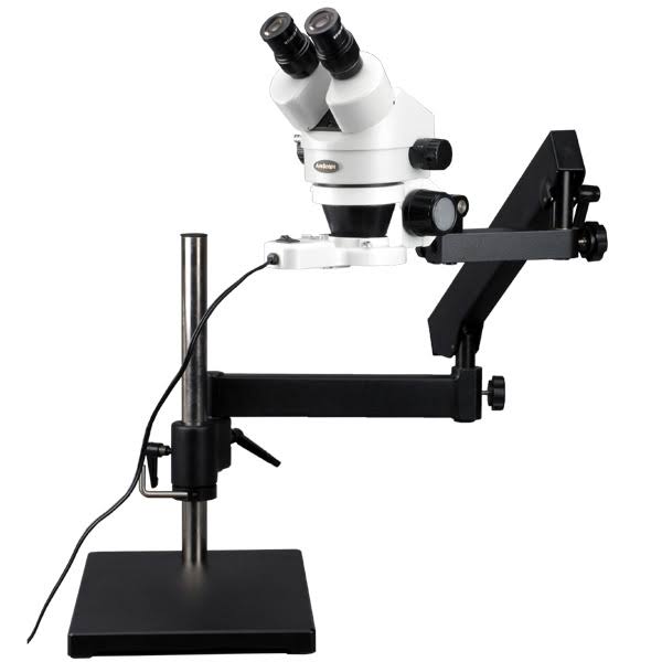 3.5X-90X Articulating Stand Zoom Microscope with Fluorescent Ring Light V89210