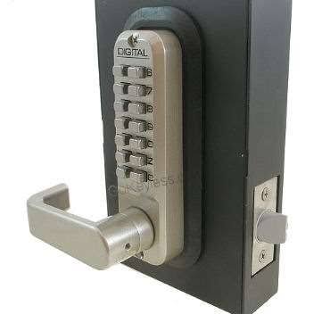 White Passage Door Lever with Mechanical Keyless Lock J449