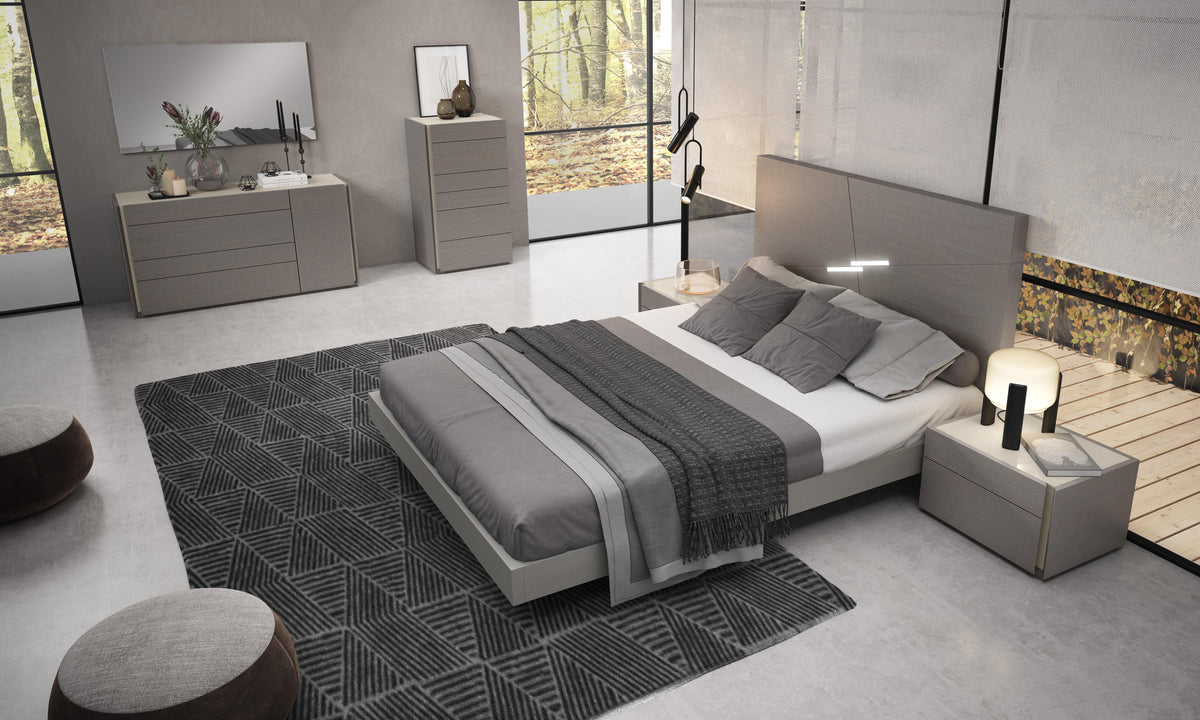 King Bedroom Set 3Pcs Grey Finish K998