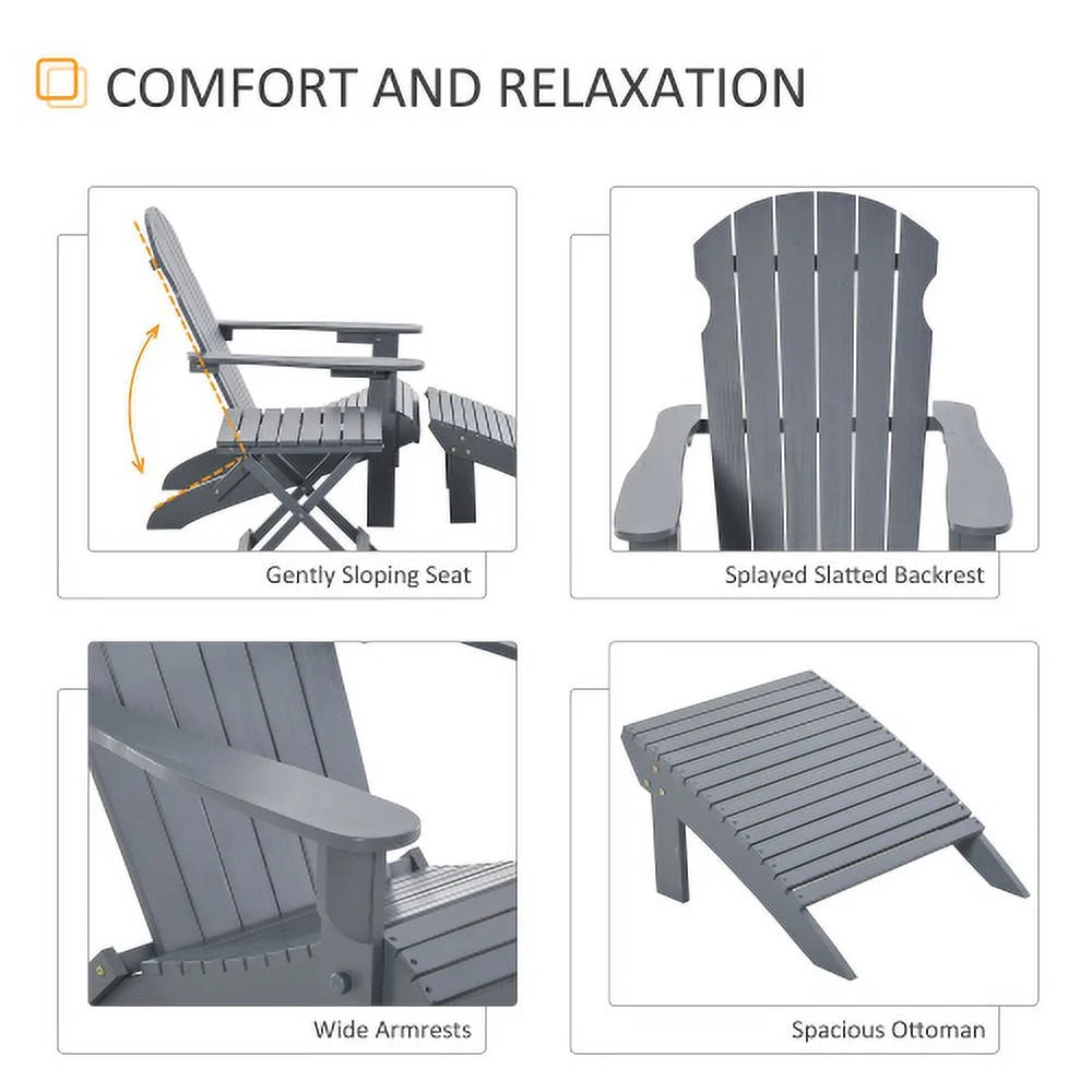 Folding Adirondack Chair with Ottoman and Side Table M987
